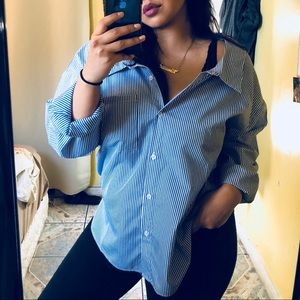 Over sized long sleeve bottom up shirt